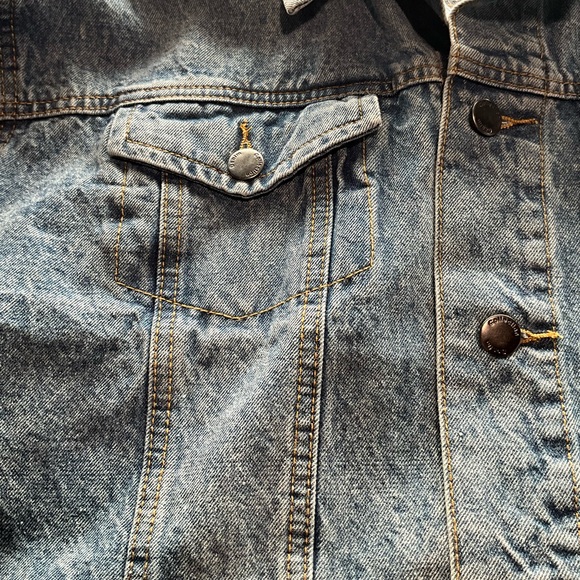 One of a Kind Handmade Denim Jacket with Paisley Design Back with Rhinestones - Picture 6 of 7